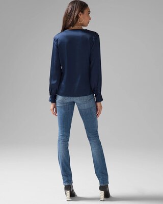 Smocked Shoulder Satin Blouse