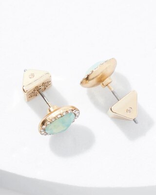 Gold Pave Stone Stud Earrings