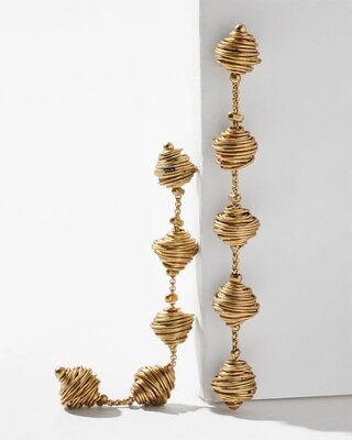 Goldtone Wire Wrap Linear Earrings