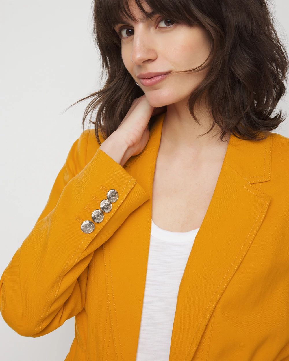 Petite Ruched Twill Jacket