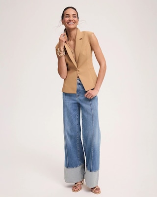 Blocked Hem High-Rise Wide Leg Jean click to view larger image.