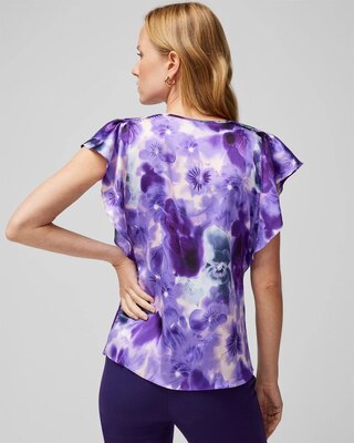 Flutter-Sleeve V-Neck Top
