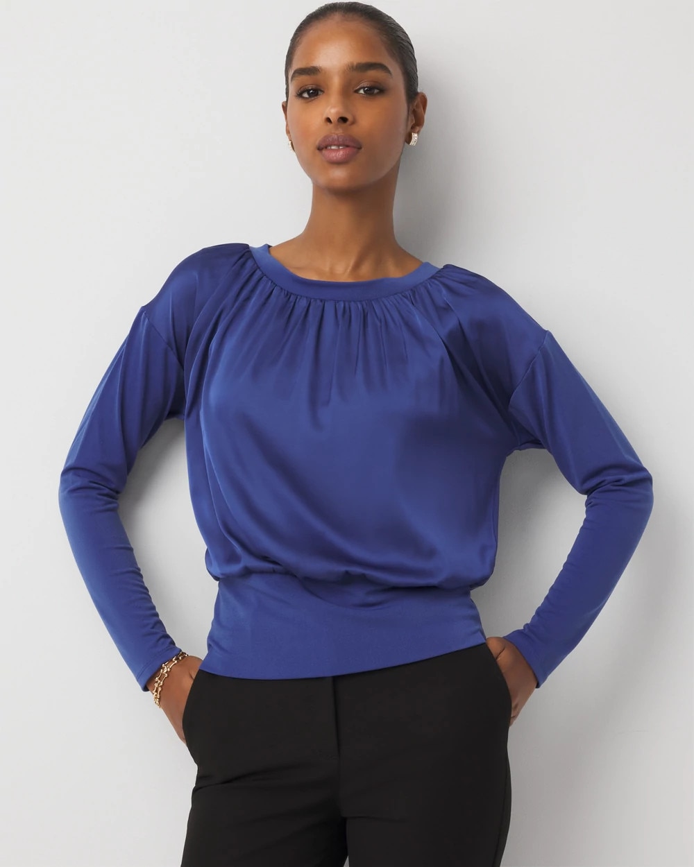 Knit Mix Satin Top