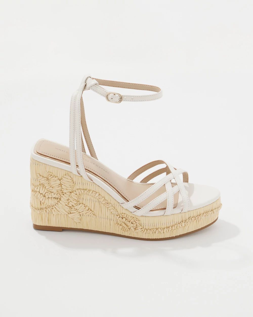 Embroidered Raffia Wedge