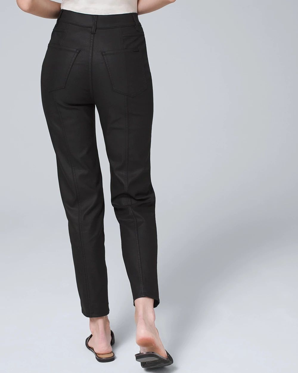 Ultra High-Rise Coated Tapered Ankle Jeans