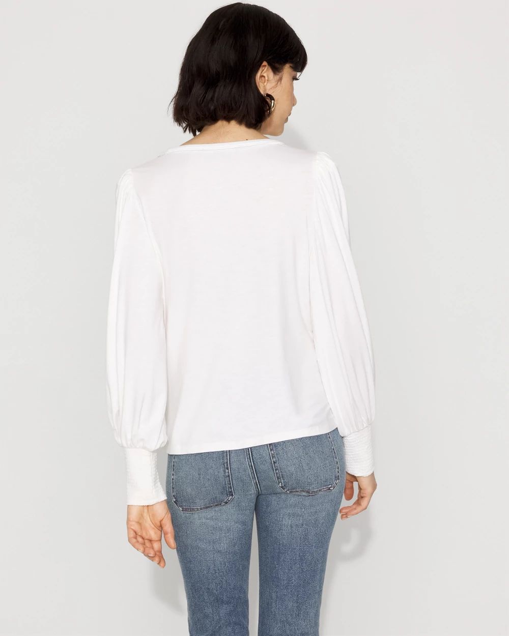 Long Sleeve Tee with Smocked Cuffs