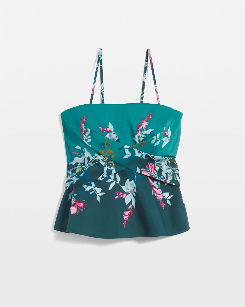 Petite Draped Front Floral Print Bustier