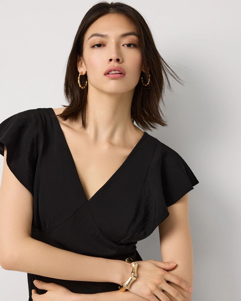 Petite Flutter Sleeve Slip Dress