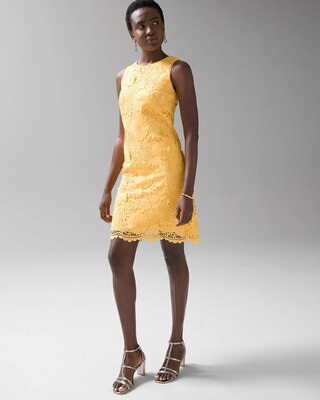 Sleeveless Embroidered Lace Shift Dress