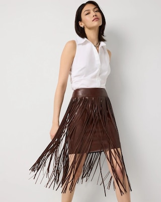 Fringe Faux Leather Skirt click to view larger image.