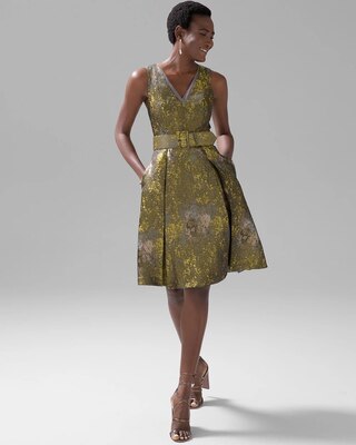 Satin Jacquard Fit & Flare Dress