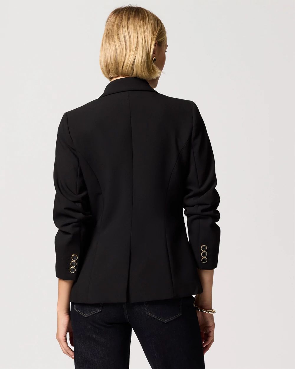 Luxe Stretch Ruched Sleeve Blazer click to view larger image.