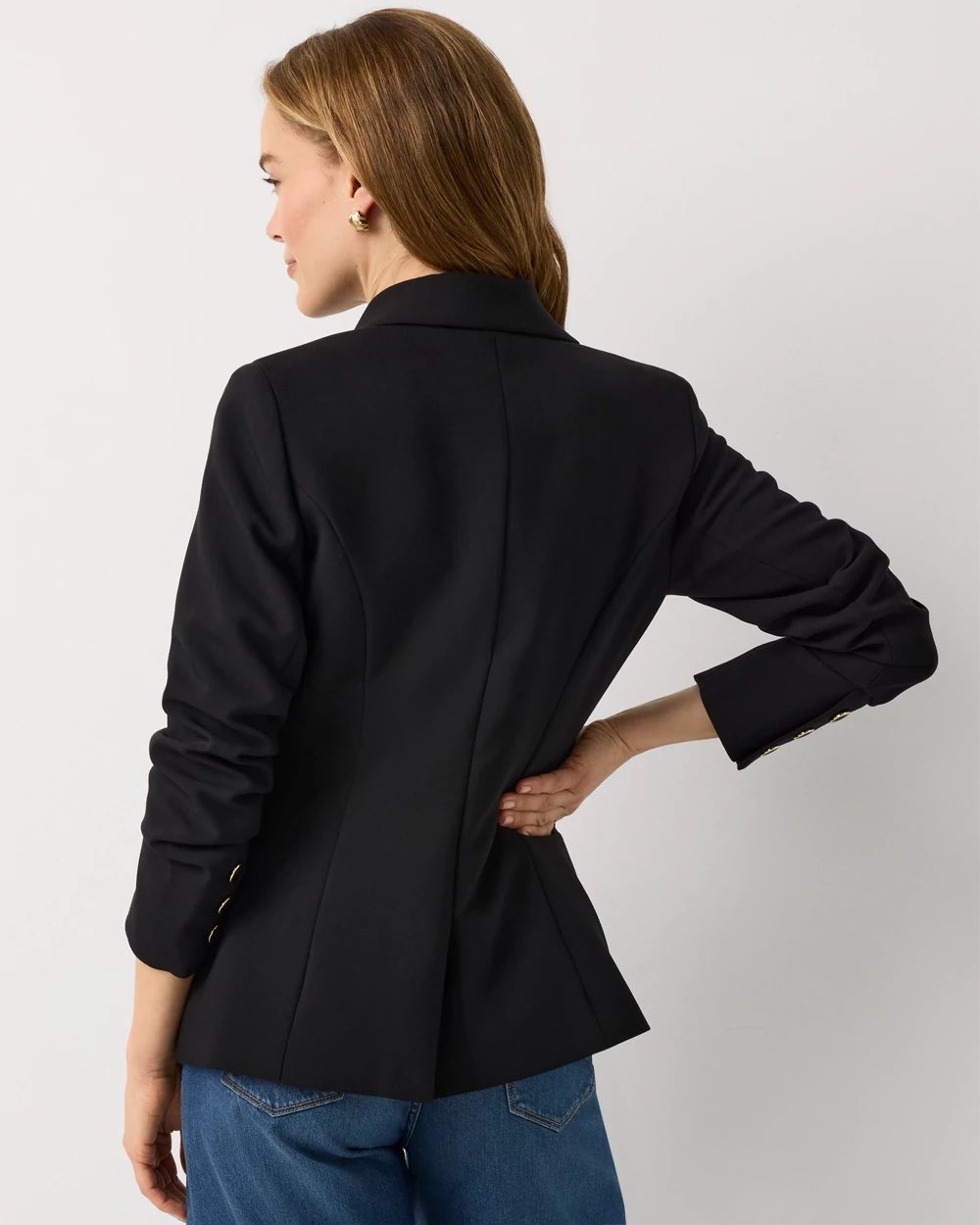 Ruched Sleeve Blazer