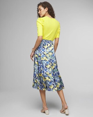 Petite Silk Burnout Midi Skirt