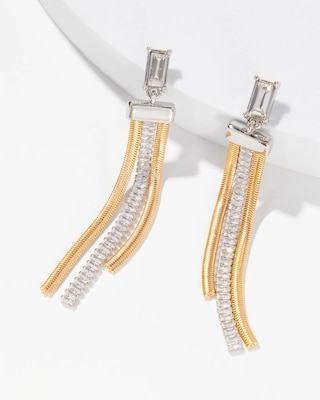 Mixed-Metal Crystal Snake Linear Earrings