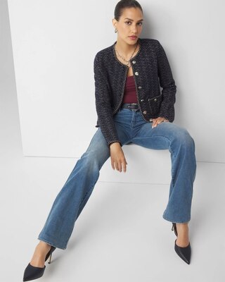 Petite Long Sleeve Tweed Cardigan click to view larger image.
