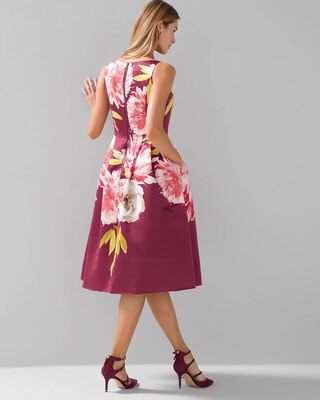 Satin Floral Cocktail Midi Dress