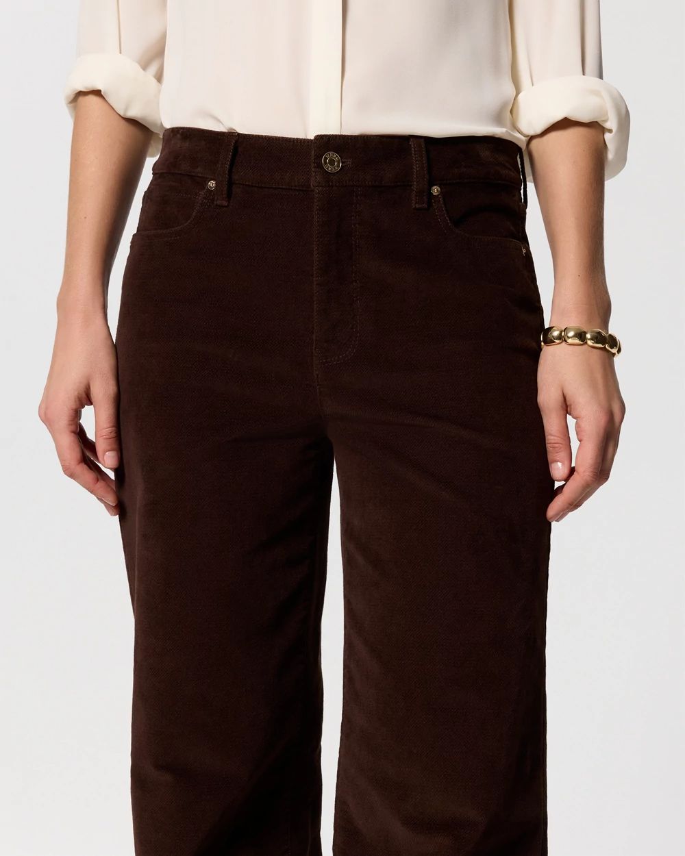 Petite High-Rise Wide Leg Corduroy Jeans click to view larger image.