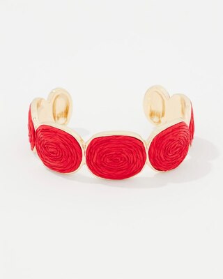 Red Raffia + Gold Cuff click to view larger image.
