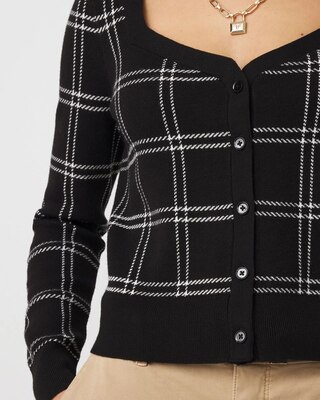 Sweetheart Neck Plaid Cardigan click to view larger image.