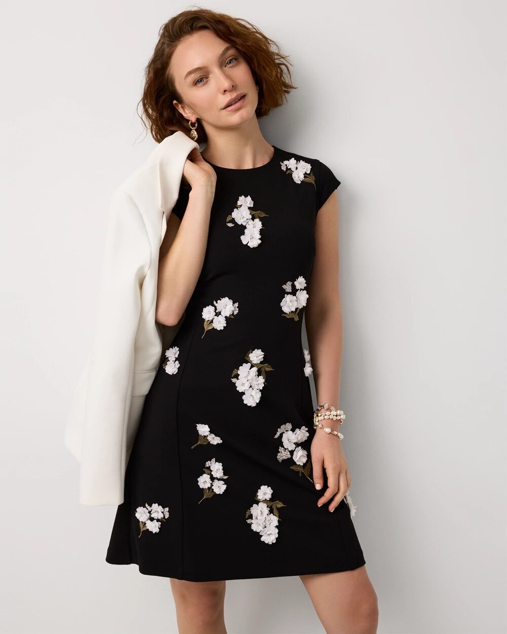 Petite Floral Applique Mini Dress