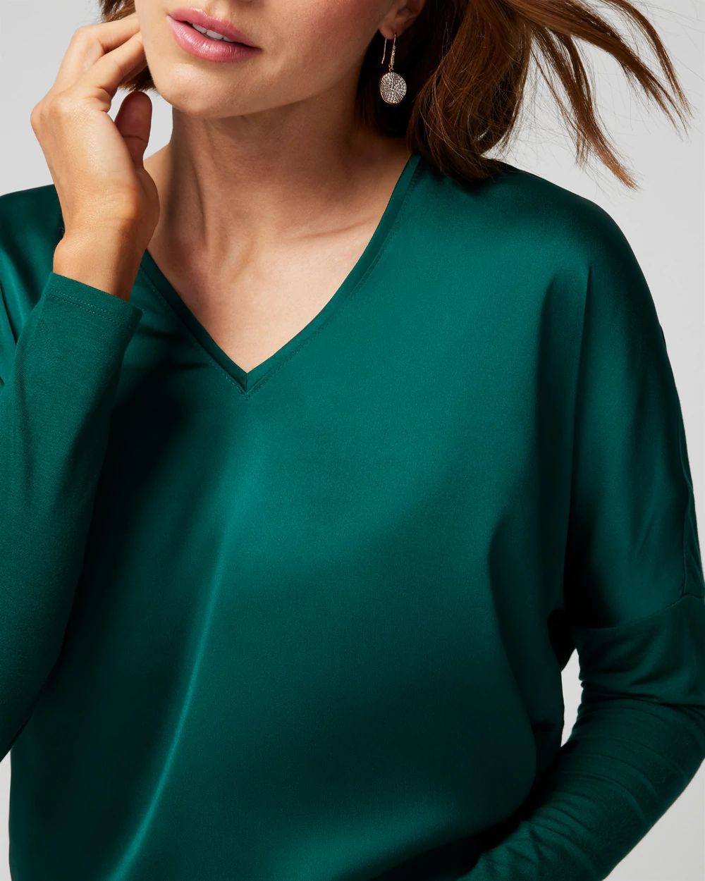 Woven Front Long Sleeve Tee