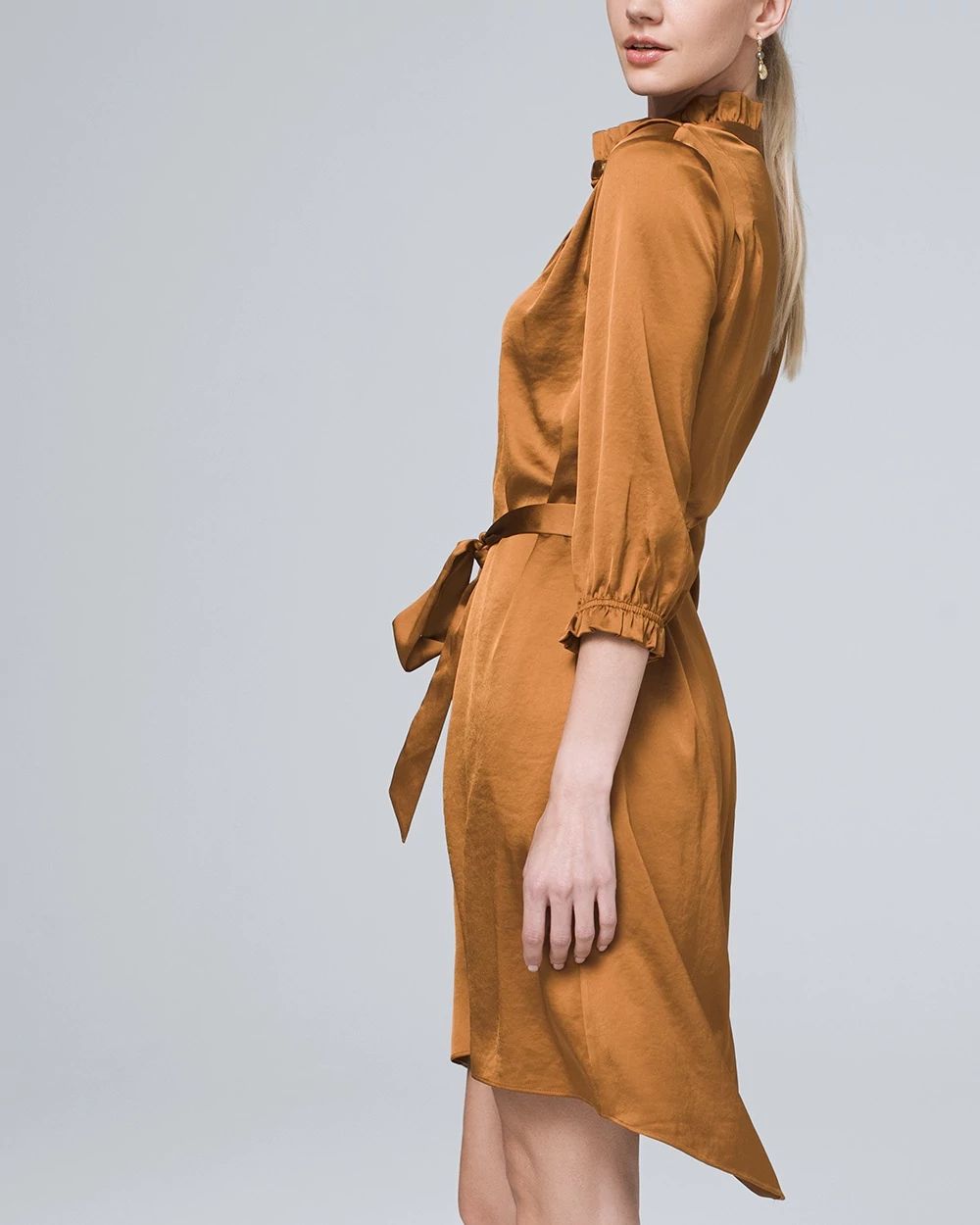 Petite Satin Blouson Shirtdress
