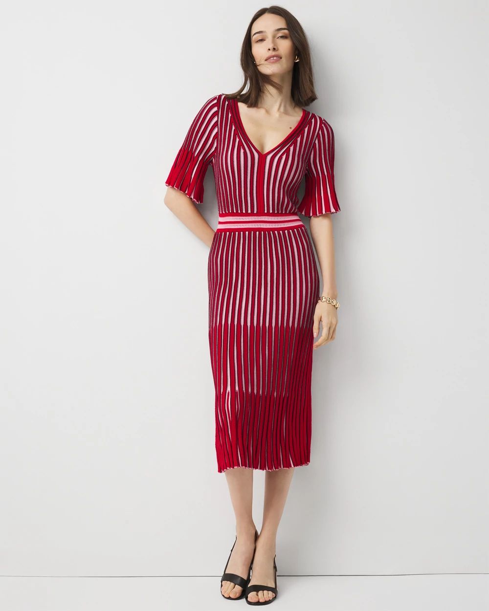 Flutter Sleeve Sweater Dress