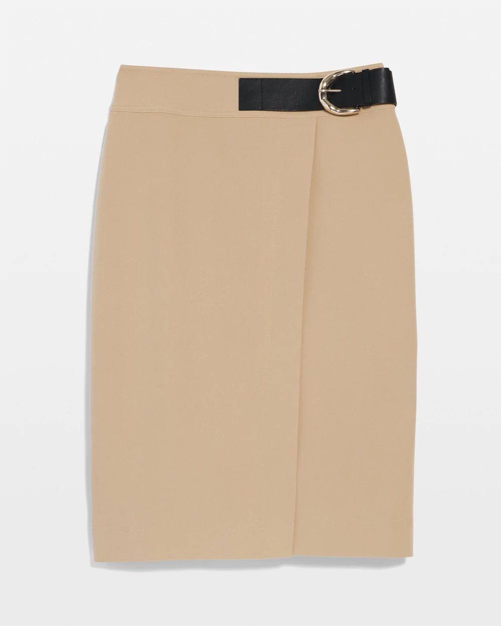 Belted Faux Wrap Skirt