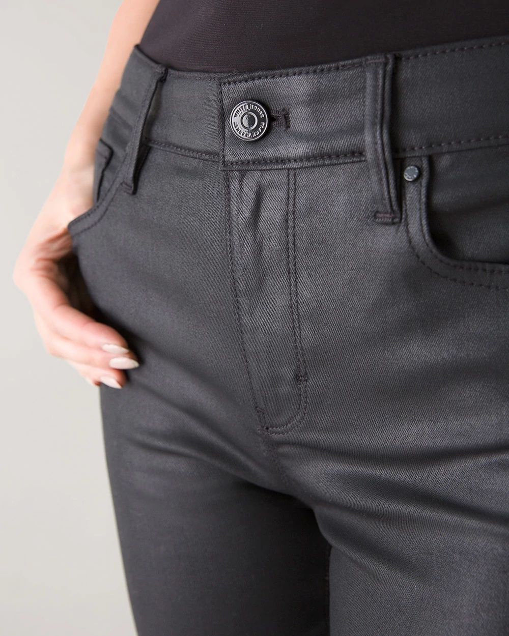 Curvy-Fit High-Rise Coated Bootcut Crop Jeans