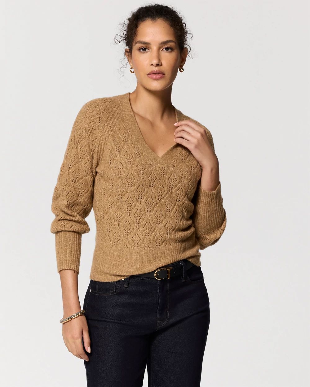 Rib Trim V-neck Sweater