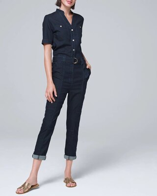 Soft Denim Cropped Jumpsuit