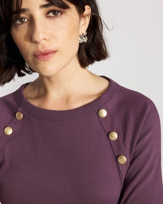 WHBM FORME™ Ribbed Stretch Button Long-Sleeve Tee click to view larger image.