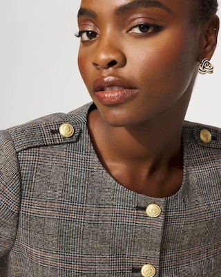 Metallic Plaid Cropped Jacket click to view larger image.