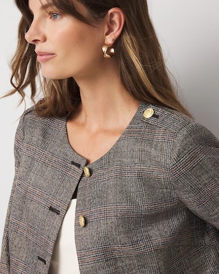 Metallic Plaid Cropped Jacket click to view larger image.