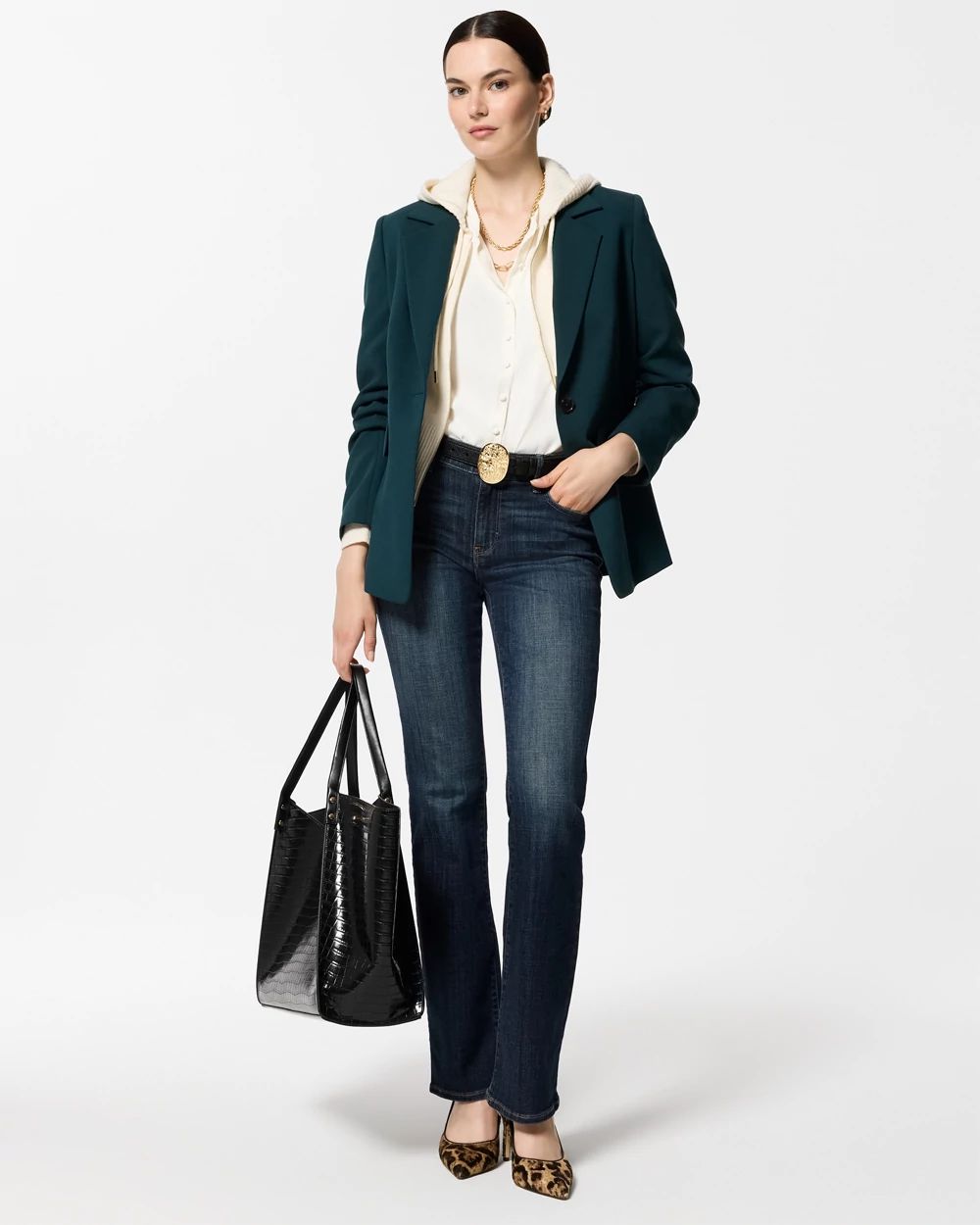 Luxe Stretch Ruched Sleeve Blazer click to view larger image.
