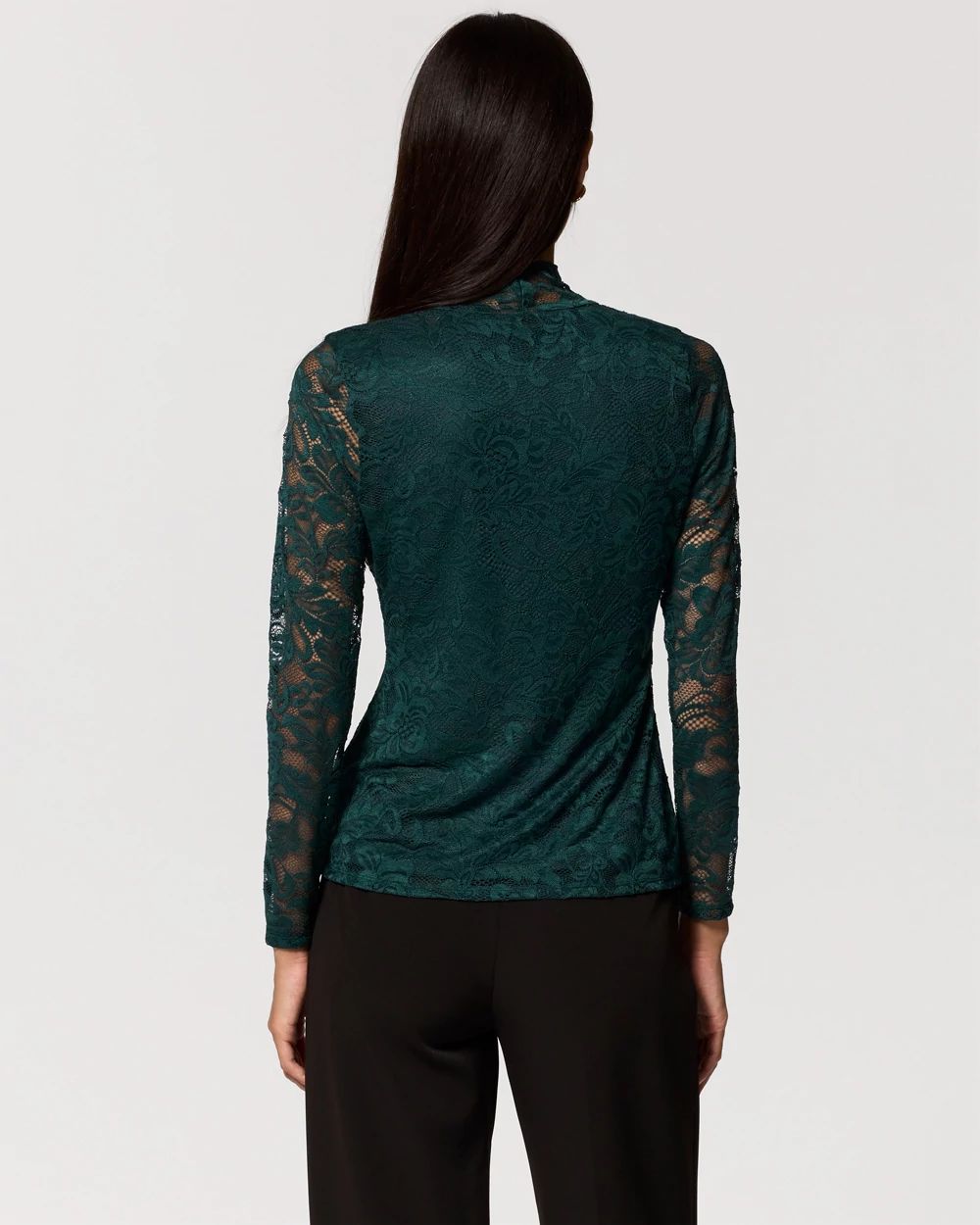 Lace Mockneck Long Sleeve Top click to view larger image.
