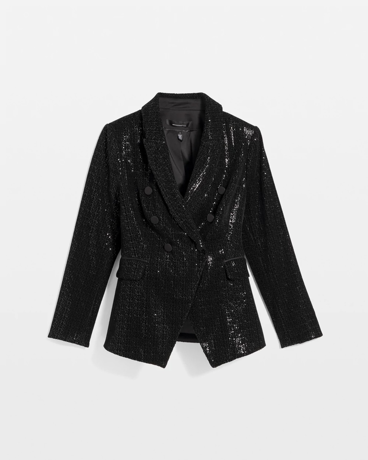 White House Black Market Petite Sequin Velvet Double Breasted Blazer In Black