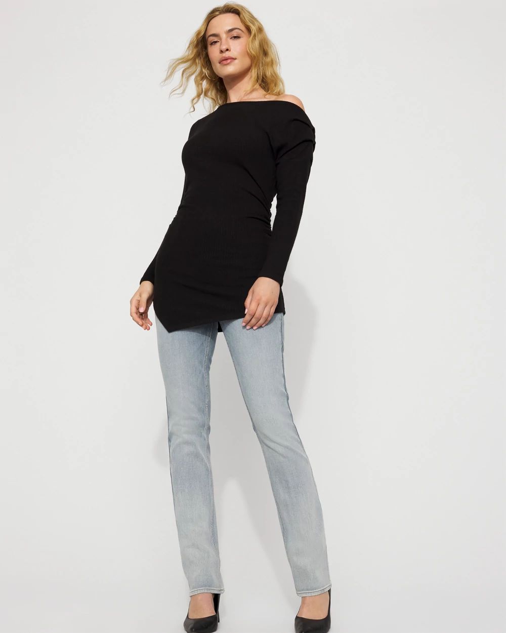 Off-The-Shoulder Rib Snit Top