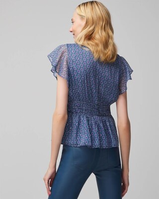 V-Neck Flutter Sleeve Shell Top click to view larger image.