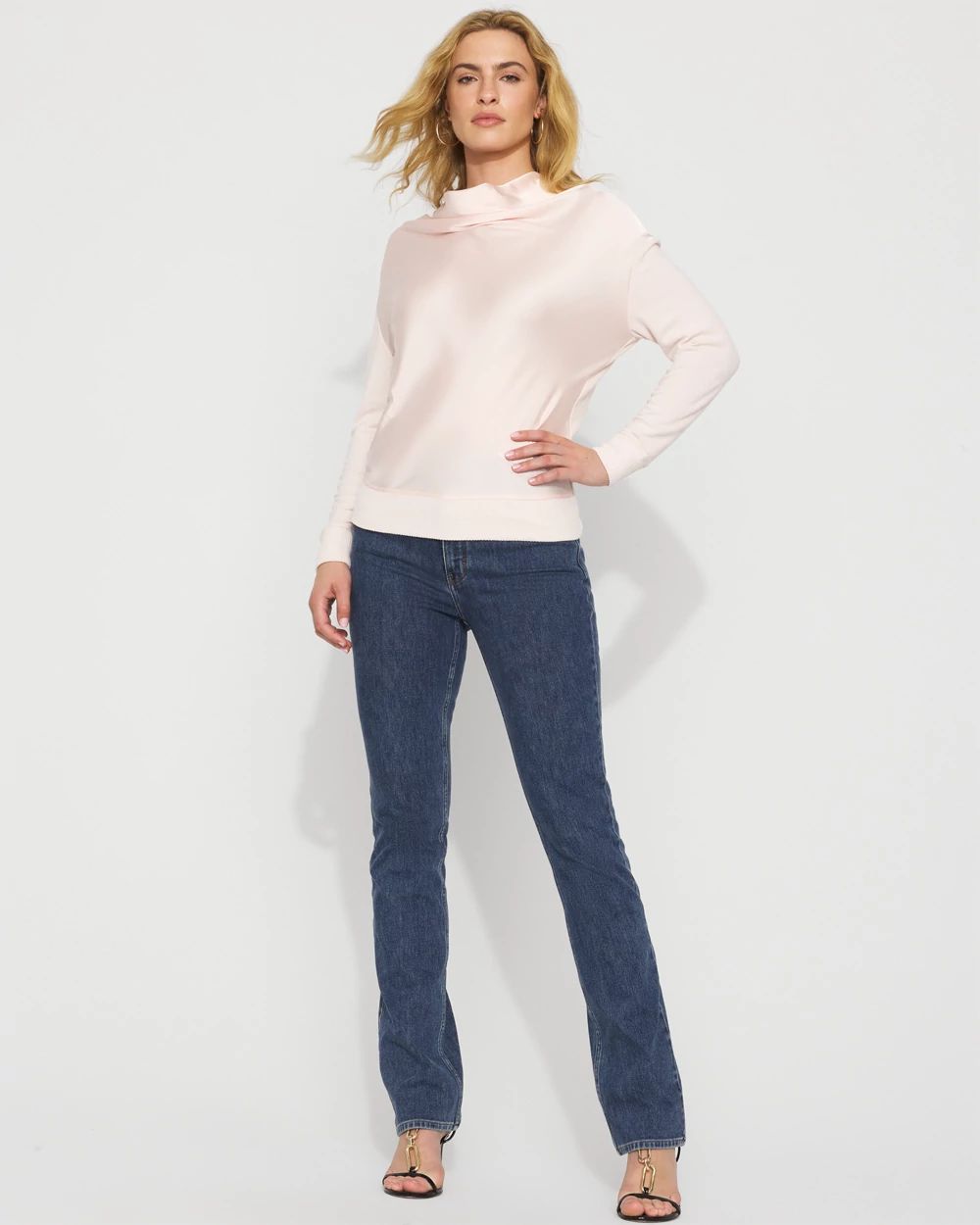 Petite Satin Mix Snit Top