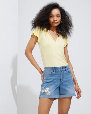 Outlet WHBM Mid-Rise Embroidered Shorts