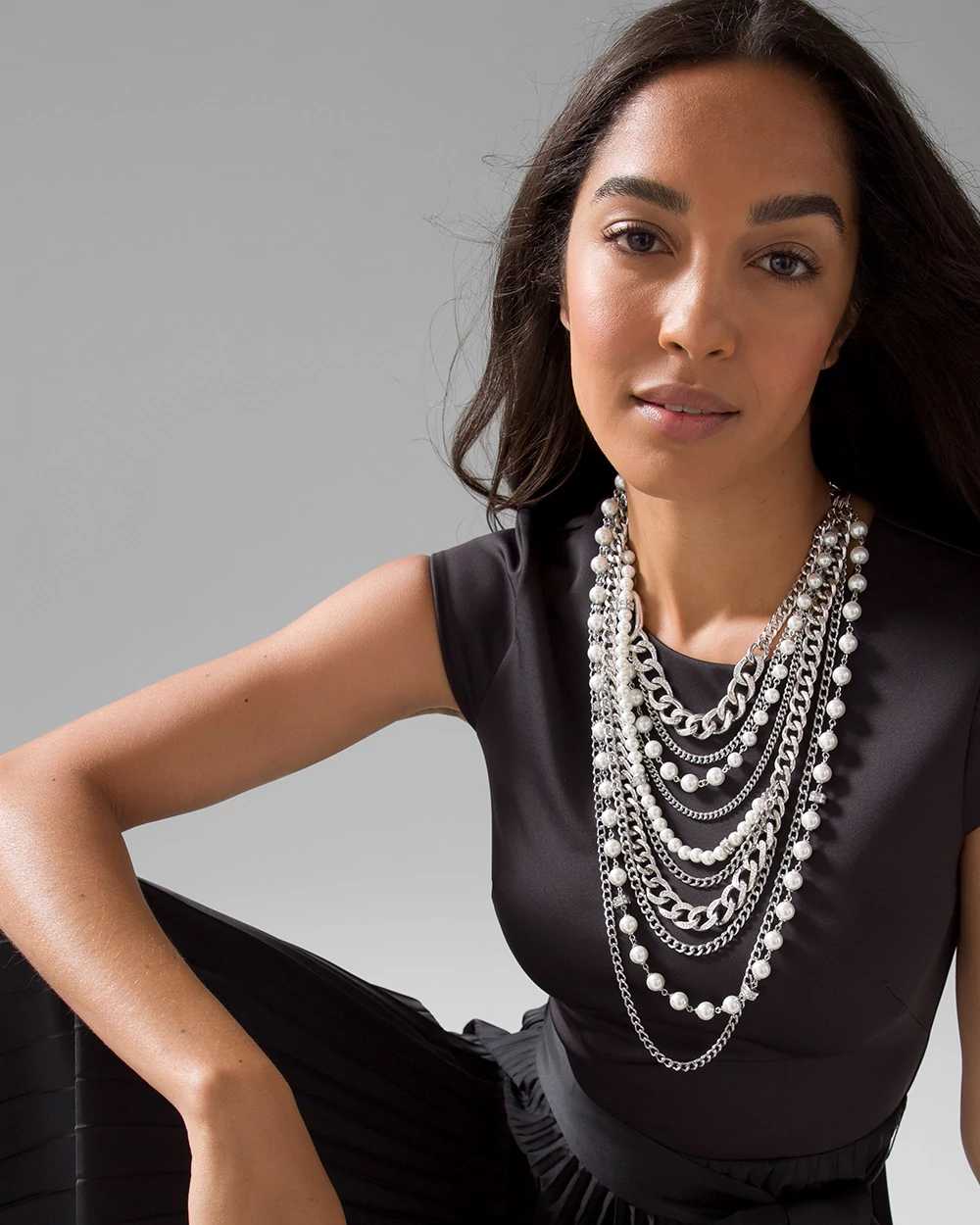 Faux black shop pearl necklace