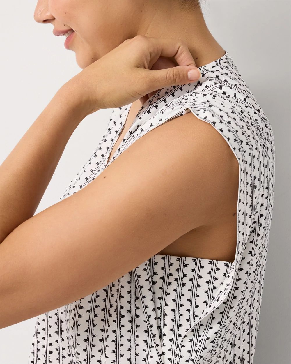 Ruched Shoulder Crepe Shell