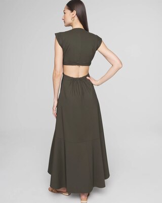 Cap Sleeve V-Neck Cutout Midi Dress click to view larger image.