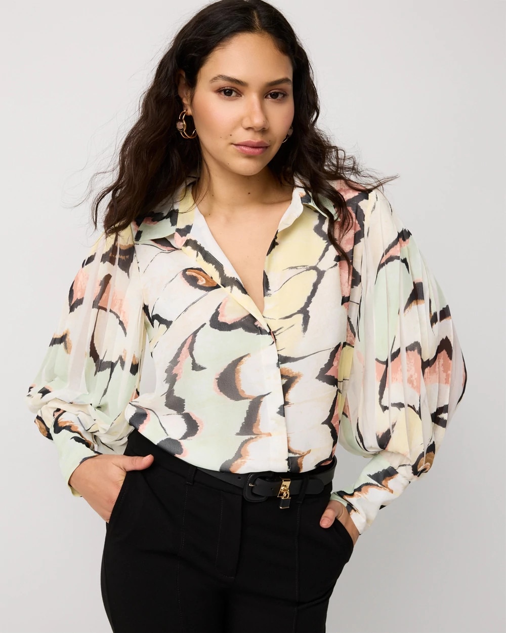 Petite Pleat Sleeve Shirt