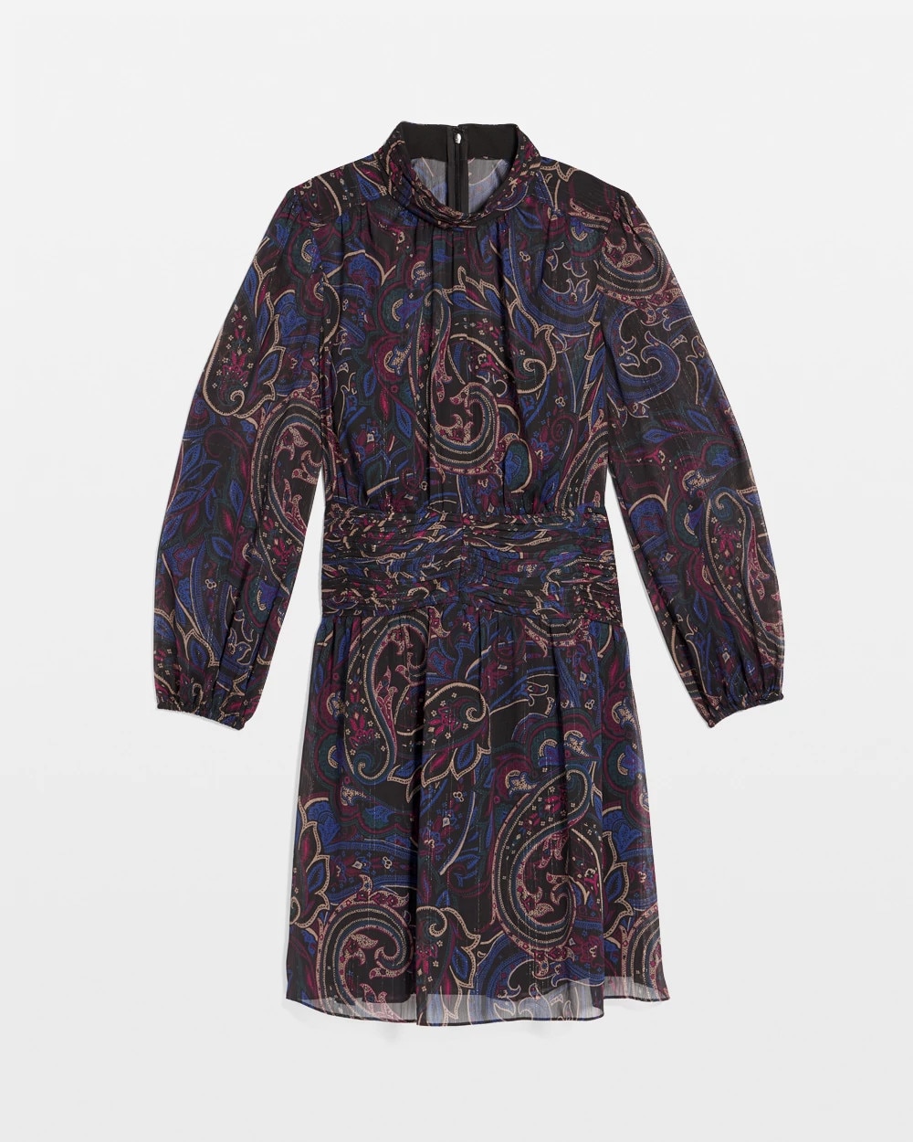 Paisley Mockneck Chiffon Dress
