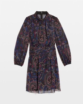 Paisley Mockneck Chiffon Dress click to view larger image.