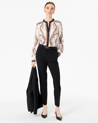 Stand Collar Satin Shirt click to view larger image.