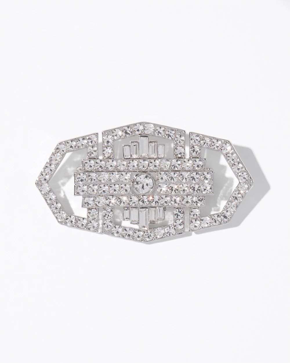 Art Deco Silver Crystal Brooch